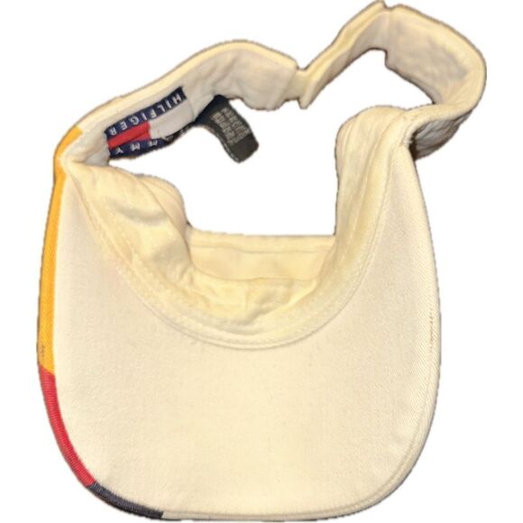 Vintage Tommy Hilfiger THJ85 Visor White with Blue Red Yellow Stripes Strap Back - Picture 5 of 6